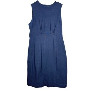 M.M. LaFleur Blue Sleeveless Empire Waist‎ Sheath Dress 6 Cotton Stretch Career